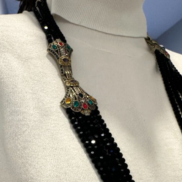 Rare Heidi Daus Age of Elegance Black Crystal 5-string Jewelry Set - Picture 10 of 14
